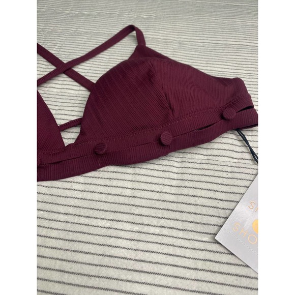 NWT Shade and Shore Burgundy Bikini Top Size Large - Picture 2 of 5